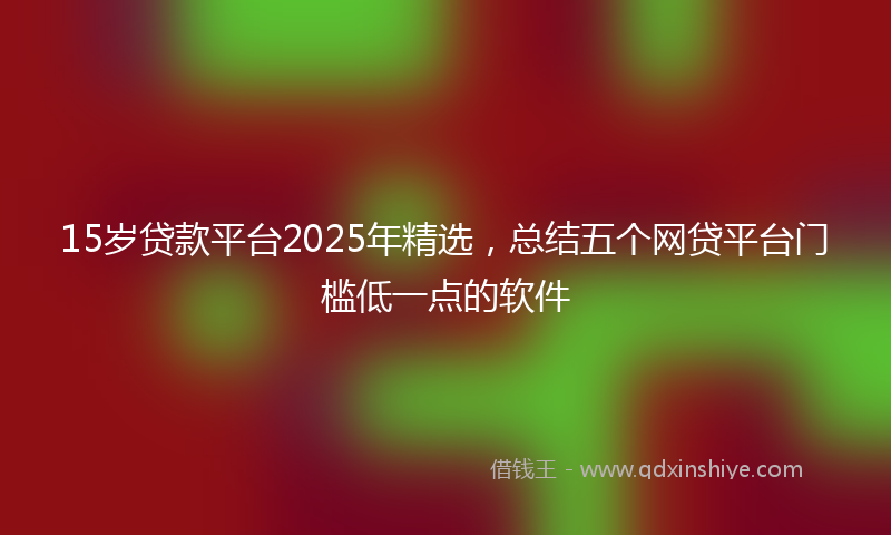 15岁贷款平台2025年精选，总结五个网贷平台门槛低一点的软件