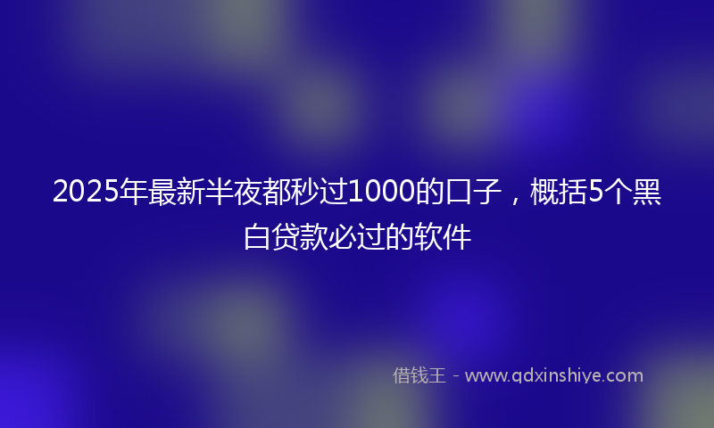 2025年最新半夜都秒过1000的口子，概括5个黑白贷款必过的软件