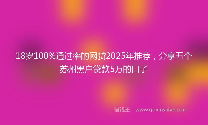 18岁100%通过率的网贷2025年推荐，分享五个苏州黑户贷款5万的口子