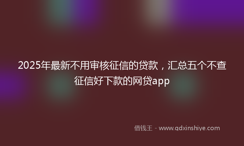 2025年最新不用审核征信的贷款，汇总五个不查征信好下款的网贷app