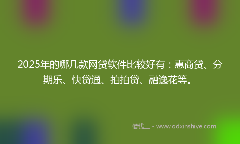 2025年的哪几款网贷软件比较好有：惠商贷、分期乐、快贷通、拍拍贷、融逸花等。