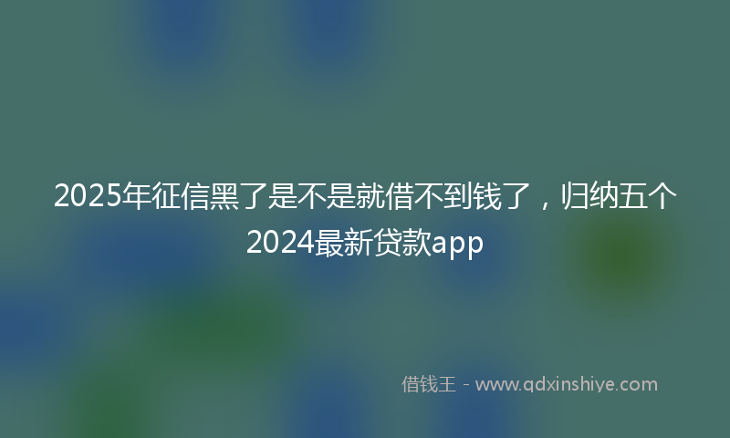 2025年征信黑了是不是就借不到钱了，归纳五个2024最新贷款app