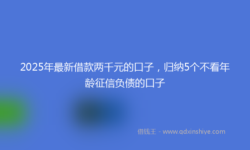 2025年最新借款两千元的口子，归纳5个不看年龄征信负债的口子