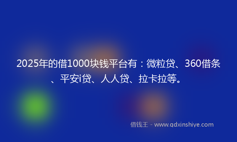 2025年的借1000块钱平台有：微粒贷、360借条、平安i贷、人人贷、拉卡拉等。