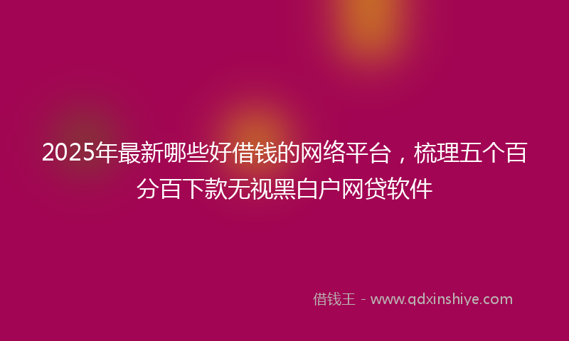 2025年最新哪些好借钱的网络平台，梳理五个百分百下款无视黑白户网贷软件