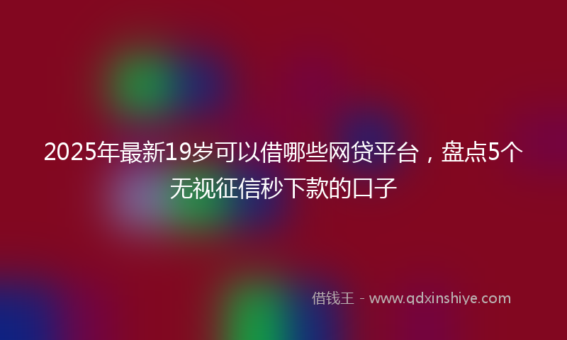 2025年最新19岁可以借哪些网贷平台，盘点5个无视征信秒下款的口子