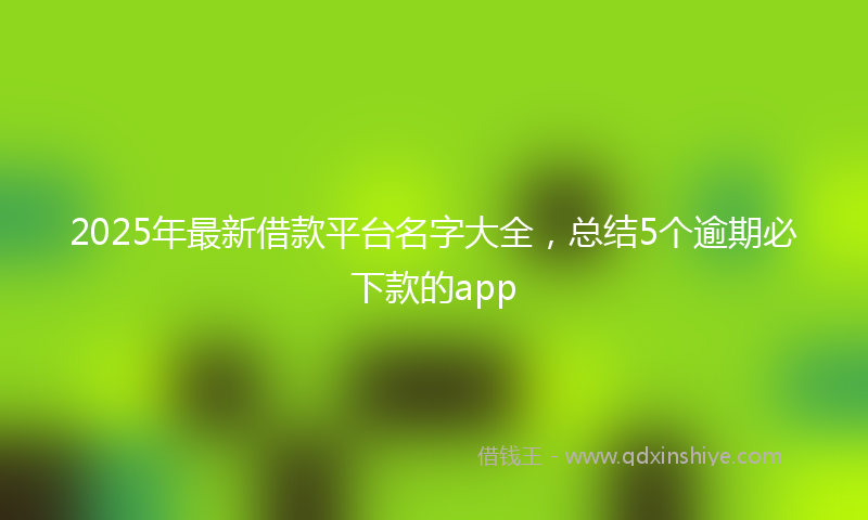 2025年最新借款平台名字大全，总结5个逾期必下款的app