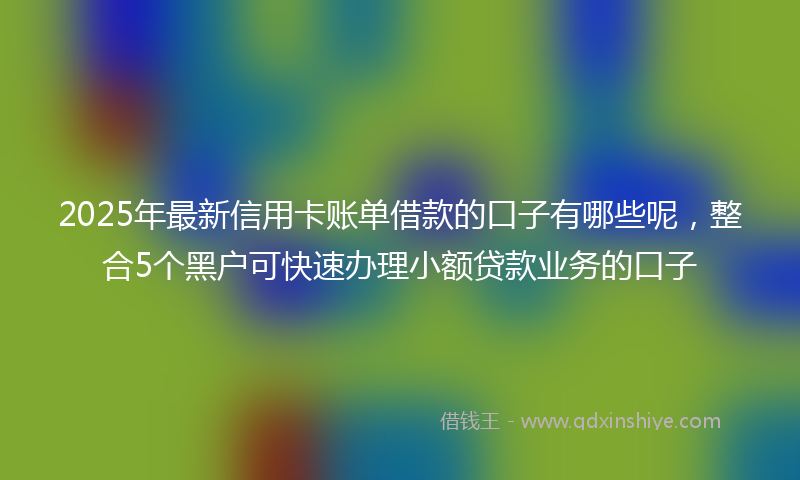 2025年最新信用卡账单借款的口子有哪些呢，整合5个黑户可快速办理小额贷款业务的口子