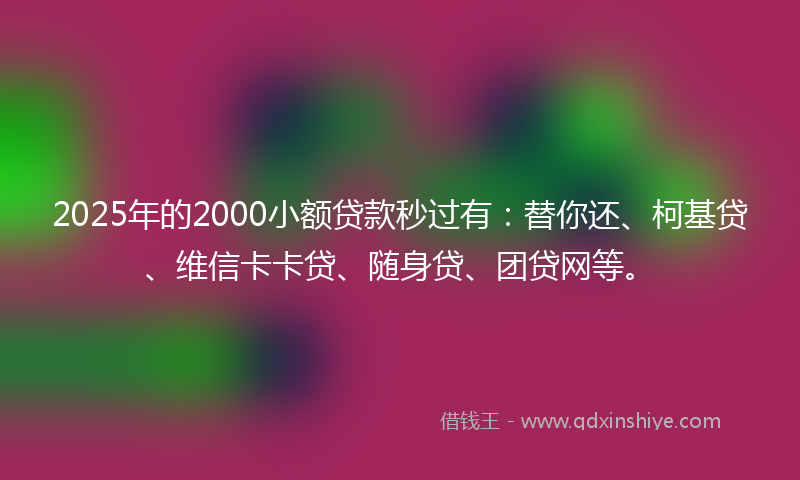 2025年的2000小额贷款秒过有：替你还、柯基贷、维信卡卡贷、随身贷、团贷网等。