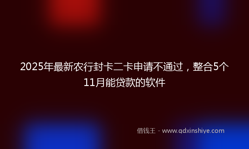 2025年最新农行封卡二卡申请不通过，整合5个11月能贷款的软件