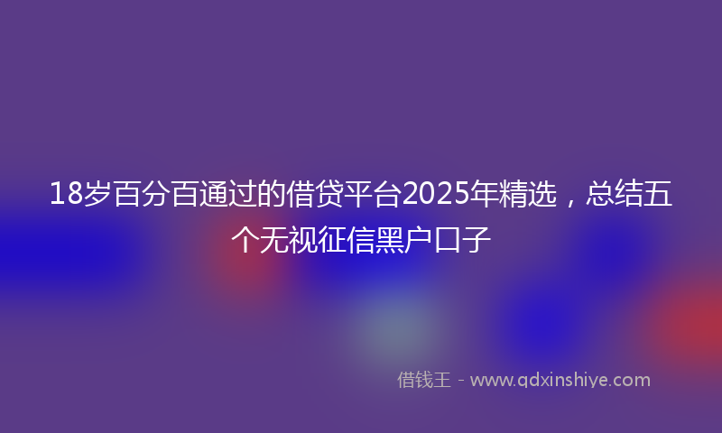 18岁百分百通过的借贷平台2025年精选，总结五个无视征信黑户口子