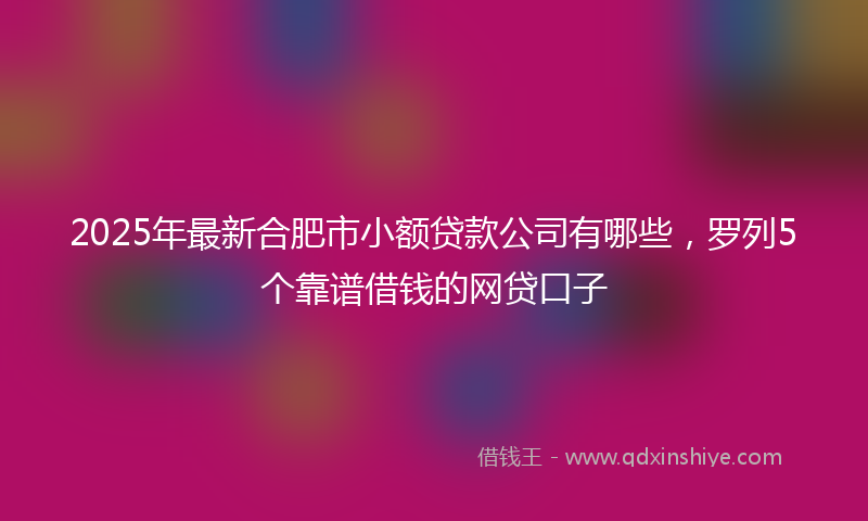 2025年最新合肥市小额贷款公司有哪些，罗列5个靠谱借钱的网贷口子
