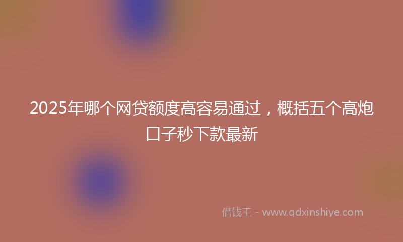 2025年哪个网贷额度高容易通过，概括五个高炮口子秒下款最新