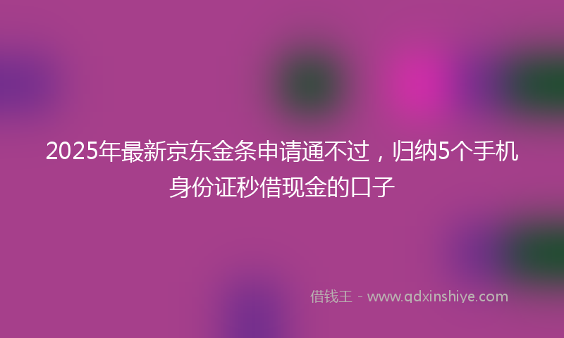 2025年最新京东金条申请通不过，归纳5个手机身份证秒借现金的口子