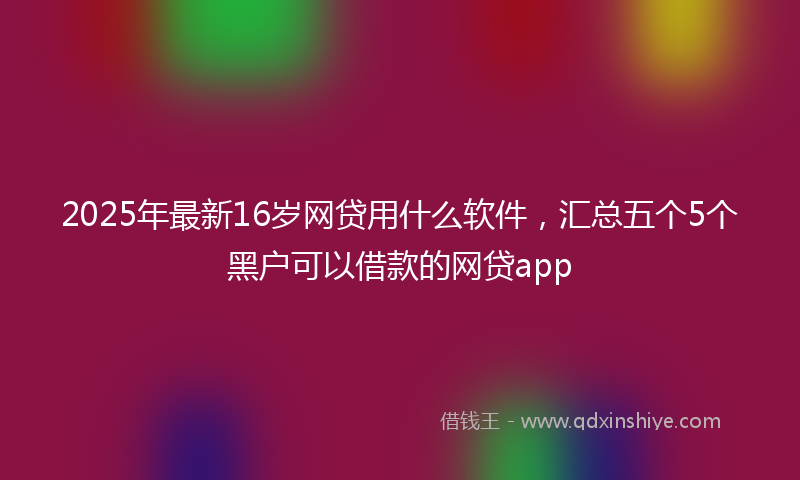 2025年最新16岁网贷用什么软件，汇总五个5个黑户可以借款的网贷app