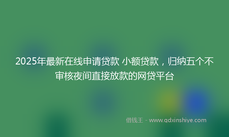 2025年最新在线申请贷款 小额贷款，归纳五个不审核夜间直接放款的网贷平台