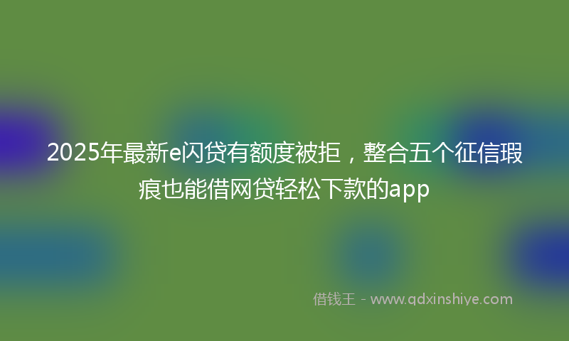 2025年最新e闪贷有额度被拒，整合五个征信瑕疵也能借网贷轻松下款的app