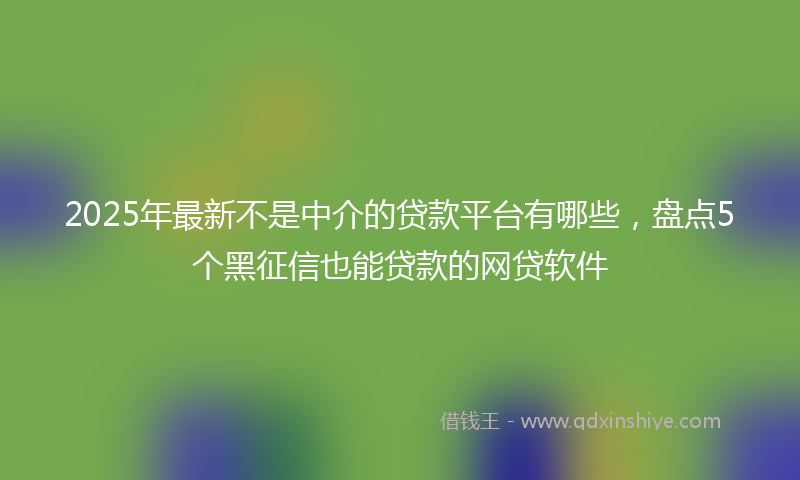 2025年最新不是中介的贷款平台有哪些，盘点5个黑征信也能贷款的网贷软件