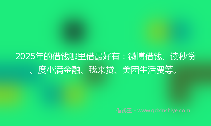 2025年的借钱哪里借最好有：微博借钱、读秒贷、度小满金融、我来贷、美团生活费等。