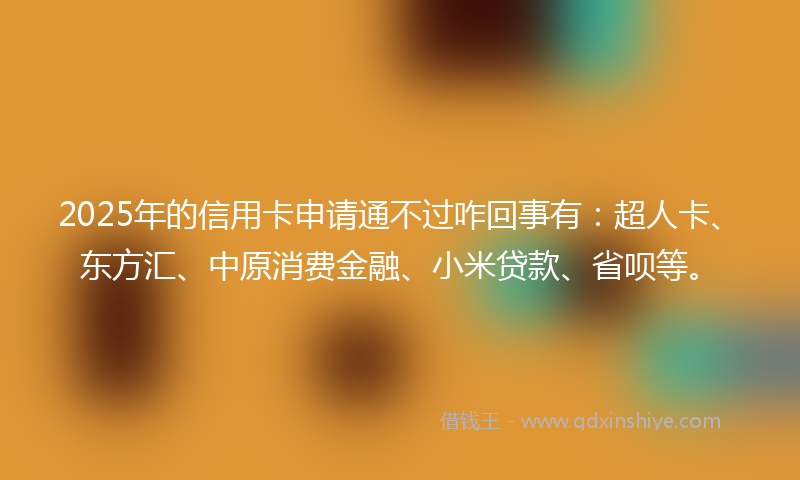 2025年的信用卡申请通不过咋回事有：超人卡、东方汇、中原消费金融、小米贷款、省呗等。