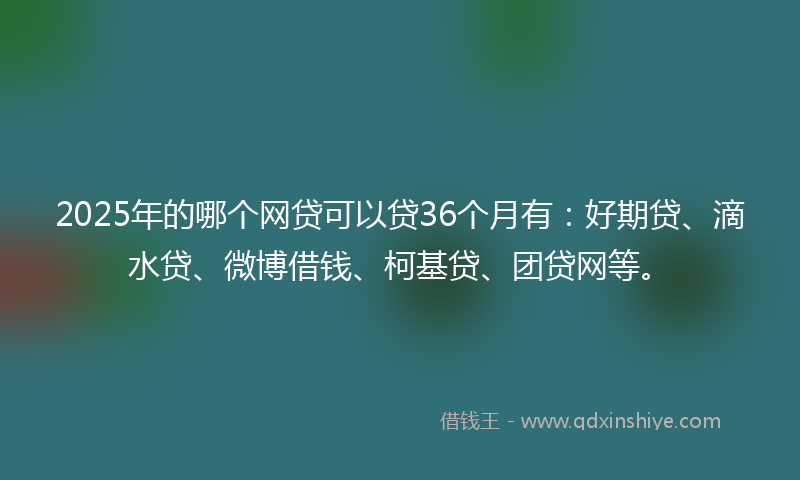 2025年的哪个网贷可以贷36个月有：好期贷、滴水贷、微博借钱、柯基贷、团贷网等。