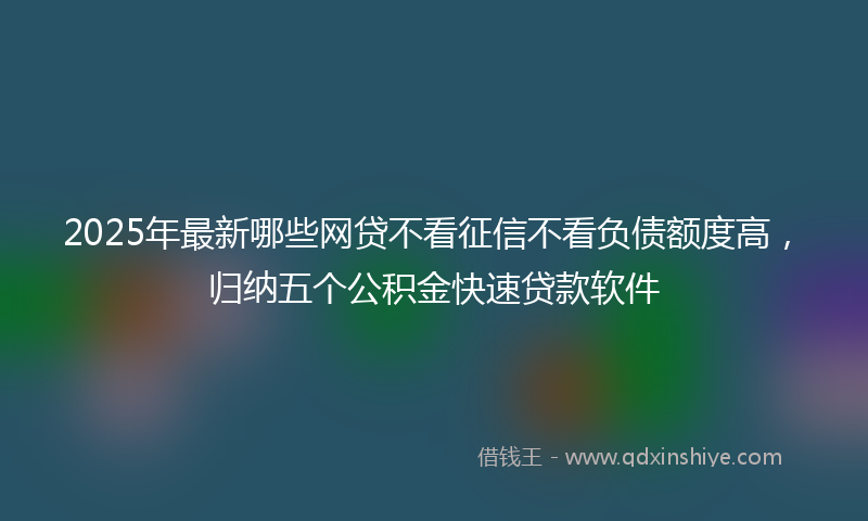 2025年最新哪些网贷不看征信不看负债额度高，归纳五个公积金快速贷款软件