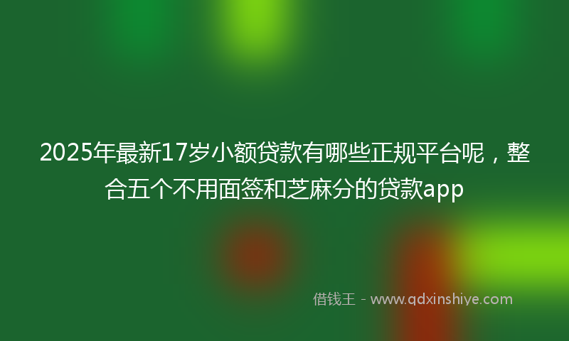 2025年最新17岁小额贷款有哪些正规平台呢，整合五个不用面签和芝麻分的贷款app