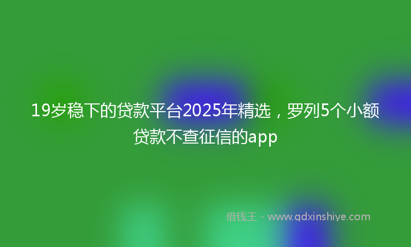 19岁稳下的贷款平台2025年精选，罗列5个小额贷款不查征信的app
