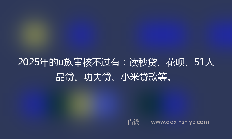 2025年的u族审核不过有：读秒贷、花呗、51人品贷、功夫贷、小米贷款等。