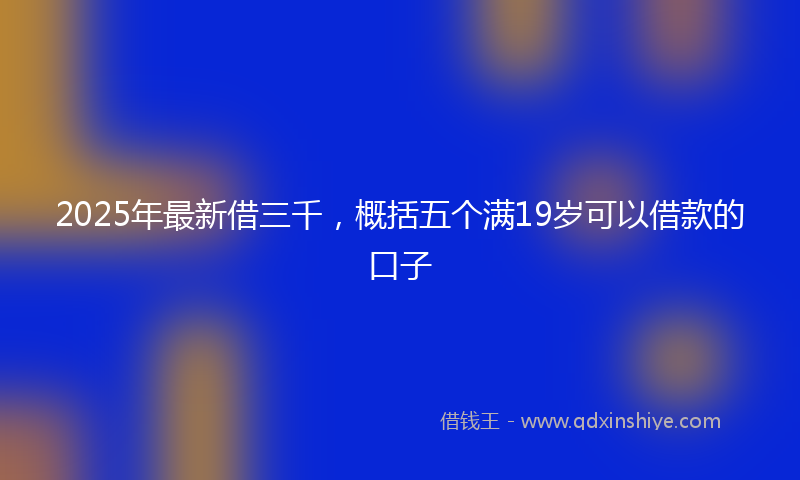 2025年最新借三千，概括五个满19岁可以借款的口子