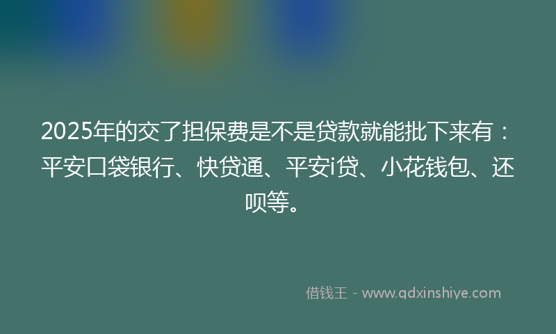2025年的交了担保费是不是贷款就能批下来有：平安口袋银行、快贷通、平安i贷、小花钱包、还呗等。
