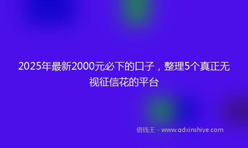 2025年最新2000元必下的口子，整理5个真正无视征信花的平台