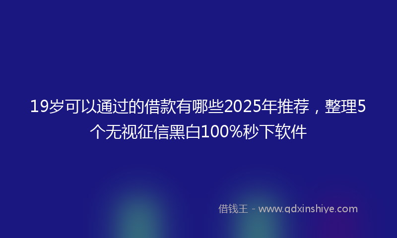 19岁可以通过的借款有哪些2025年推荐，整理5个无视征信黑白100%秒下软件