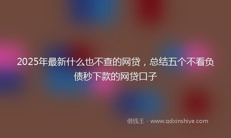 2025年最新什么也不查的网贷，总结五个不看负债秒下款的网贷口子