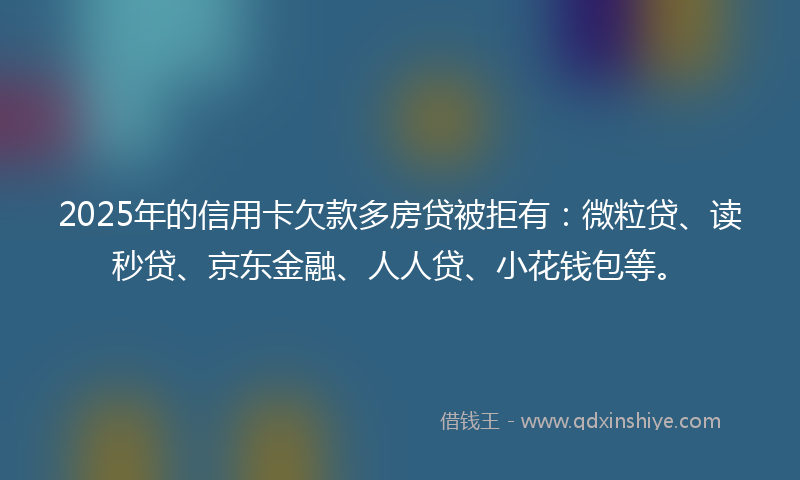 2025年的信用卡欠款多房贷被拒有：微粒贷、读秒贷、京东金融、人人贷、小花钱包等。