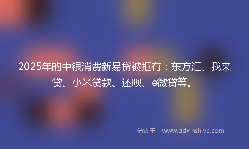 2025年的中银消费新易贷被拒有：东方汇、我来贷、小米贷款、还呗、e微贷等。