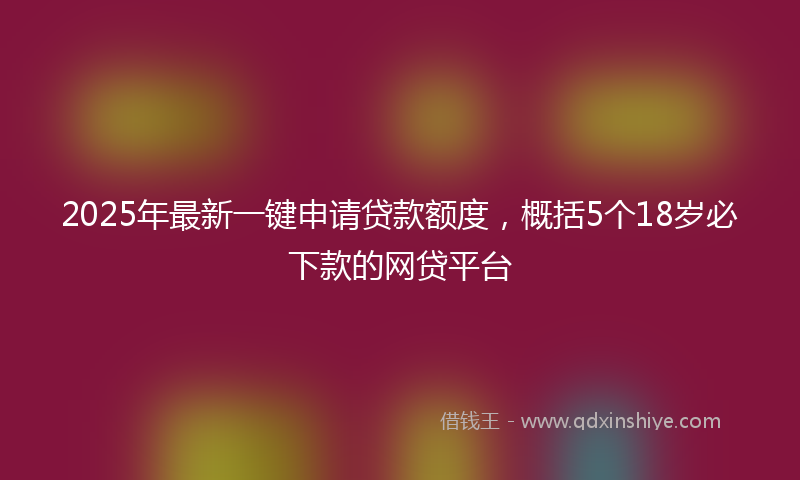 2025年最新一键申请贷款额度，概括5个18岁必下款的网贷平台