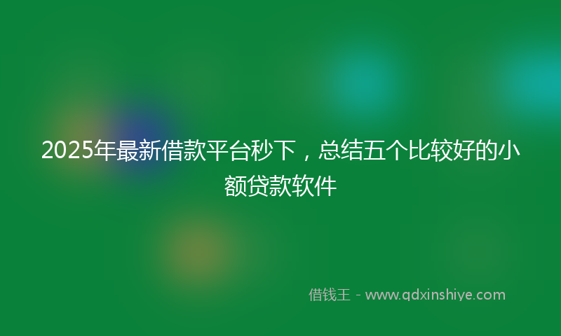 2025年最新借款平台秒下，总结五个比较好的小额贷款软件