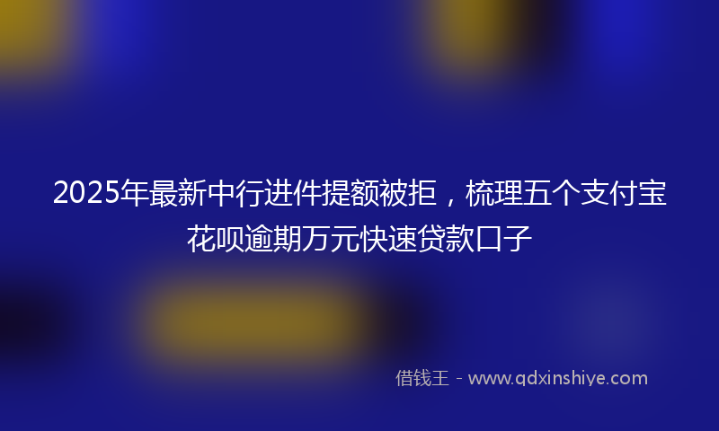 2025年最新中行进件提额被拒，梳理五个支付宝花呗逾期万元快速贷款口子