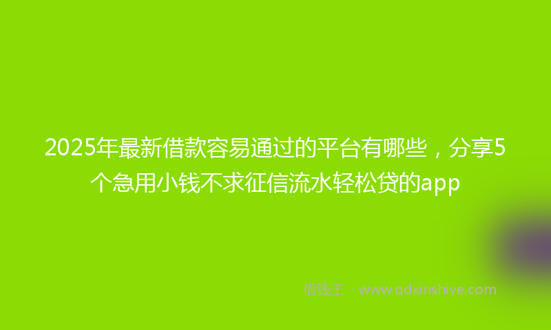 2025年最新借款容易通过的平台有哪些，分享5个急用小钱不求征信流水轻松贷的app