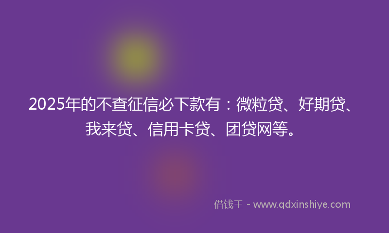 2025年的不查征信必下款有：微粒贷、好期贷、我来贷、信用卡贷、团贷网等。