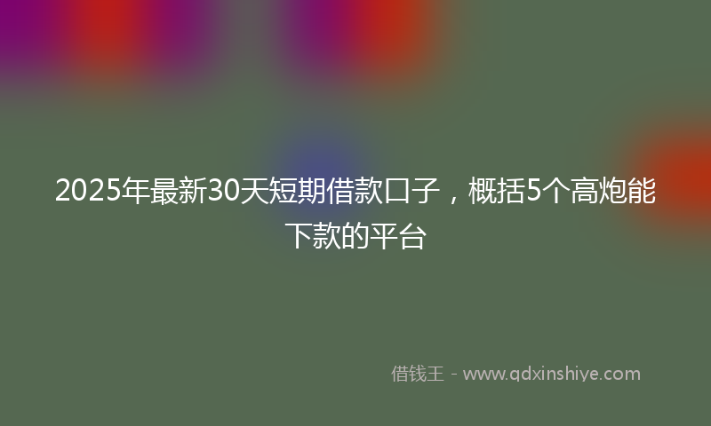 2025年最新30天短期借款口子，概括5个高炮能下款的平台
