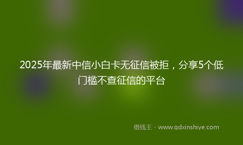 2025年最新中信小白卡无征信被拒，分享5个低门槛不查征信的平台