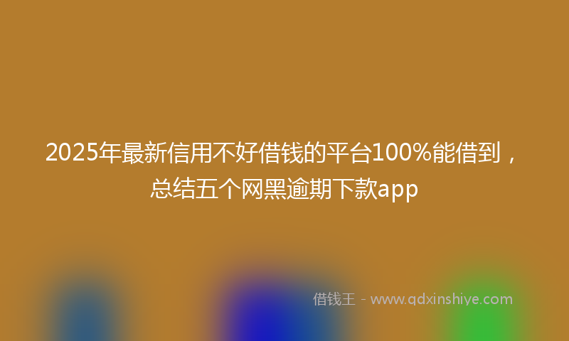 2025年最新信用不好借钱的平台100%能借到，总结五个网黑逾期下款app