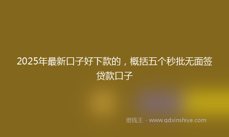 2025年最新口子好下款的，概括五个秒批无面签贷款口子