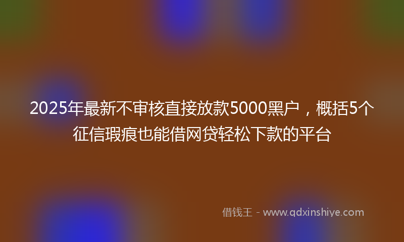 2025年最新不审核直接放款5000黑户，概括5个征信瑕疵也能借网贷轻松下款的平台