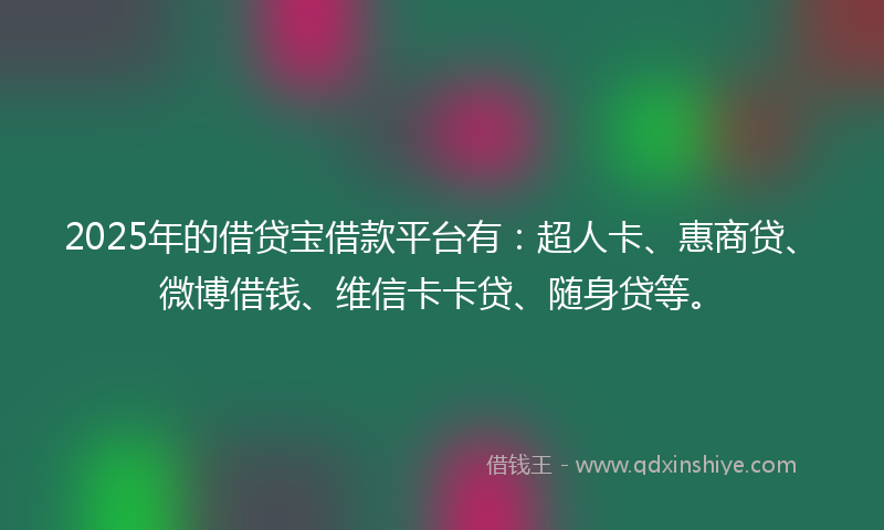 2025年的借贷宝借款平台有：超人卡、惠商贷、微博借钱、维信卡卡贷、随身贷等。