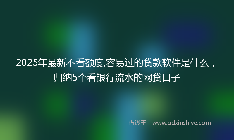2025年最新不看额度,容易过的贷款软件是什么，归纳5个看银行流水的网贷口子