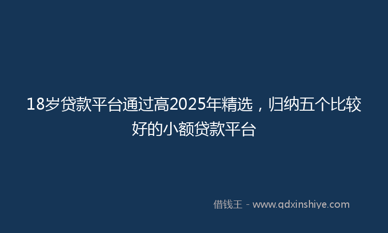 18岁贷款平台通过高2025年精选，归纳五个比较好的小额贷款平台