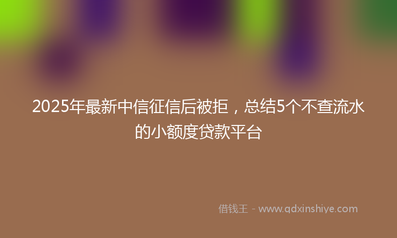 2025年最新中信征信后被拒，总结5个不查流水的小额度贷款平台